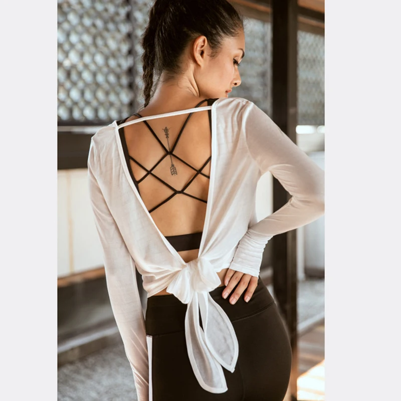 Zhangyunuo Feel Free Knot рубашки, одноцветная Спортивная футболка для женщин, для йоги, с длинным рукавом, для фитнеса, тренировки, рубашки, дышащая Спортивная одежда для зала