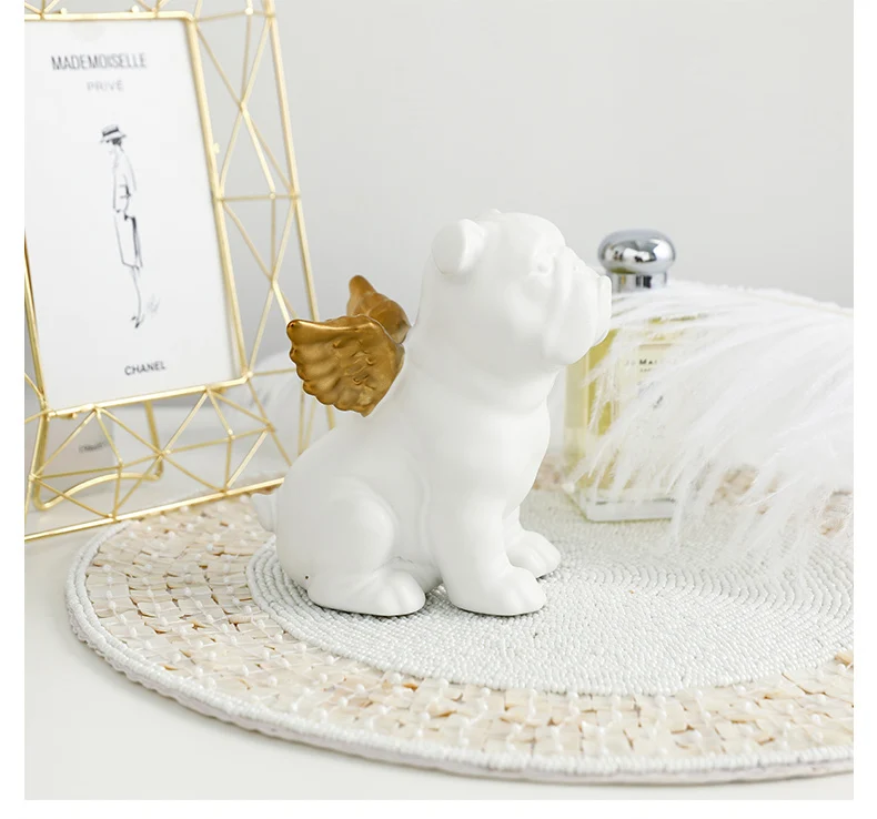 French Bulldog Ceramic Patterns French Colour Macaron Nordic Collection of Porcelain Animal Statues for Wedding Table Decoration