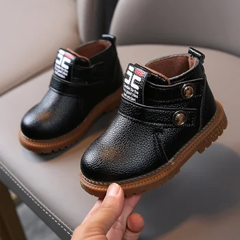 

Newest Winter Children's boots Girls Boys Plush Martin Boots Casual Warm Ankle Shoes Kids Fashion Sneakers Baby Snow Boots