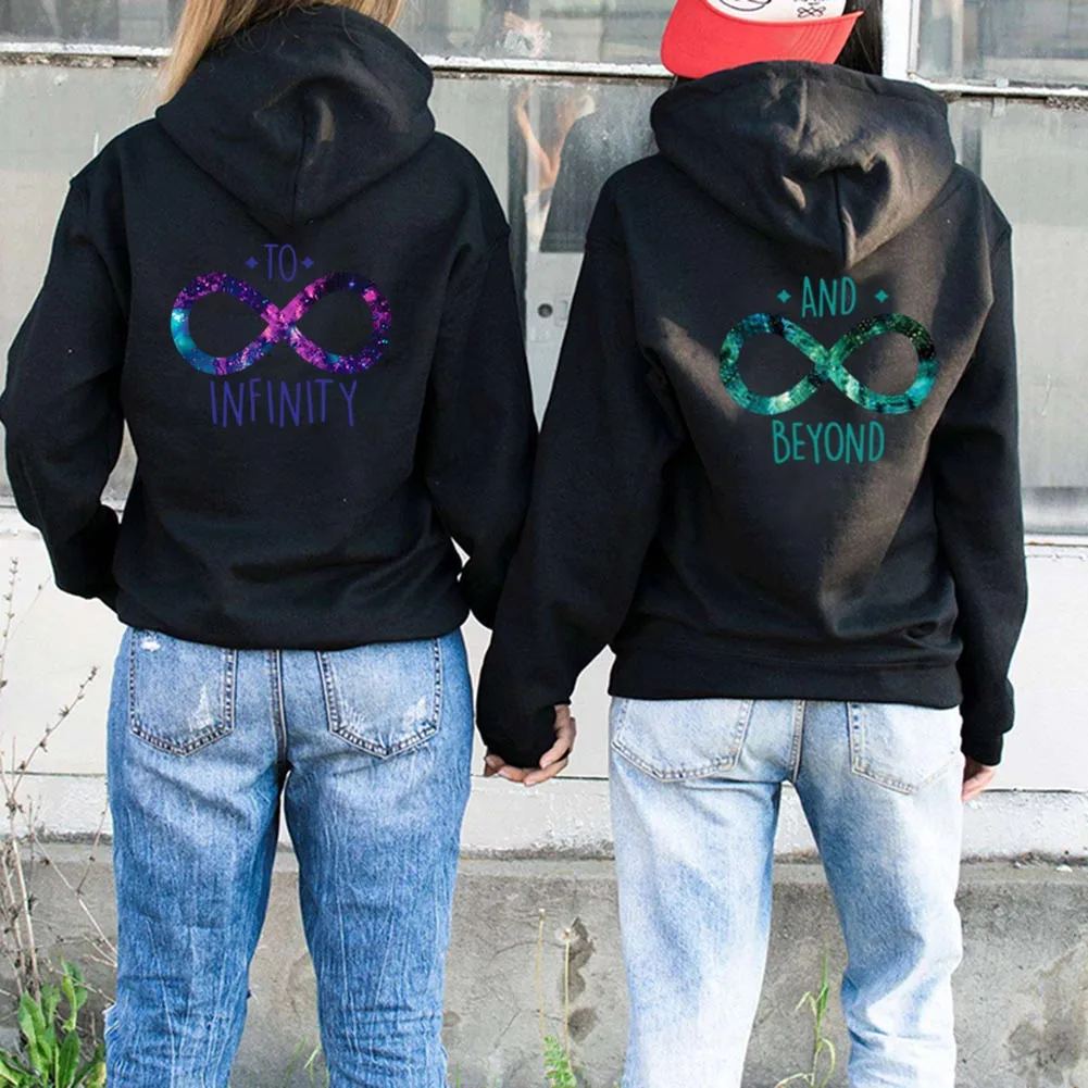 Толстовки с надписью «BEST FRIEND TO INFINITY AND BEYOND» BFF, осенне-зимние женские и мужские толстовки с капюшоном, Женские повседневные топы, пальто