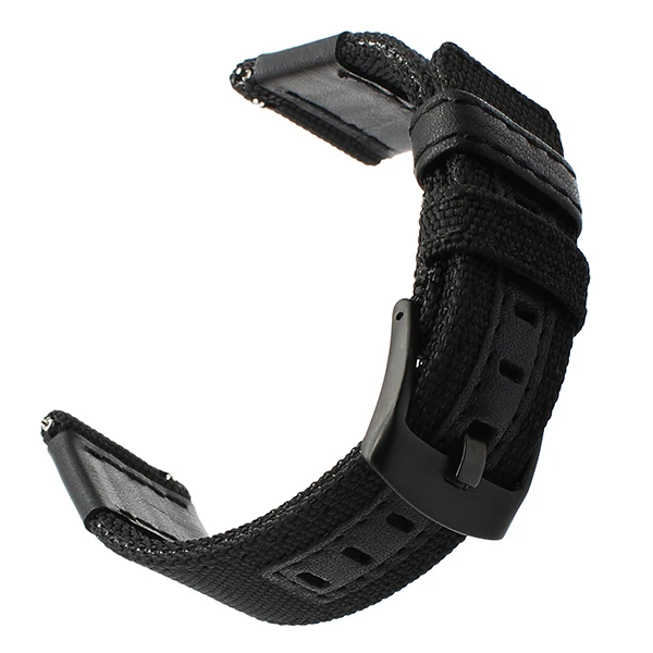 Black Ремешок из нейлона+ кожи для часов Ticwatch E2/S2/Pro, ремешок из холста, браслет на запястье для Huaweu Watch GT Honor Magic - Цвет ремешка: Black