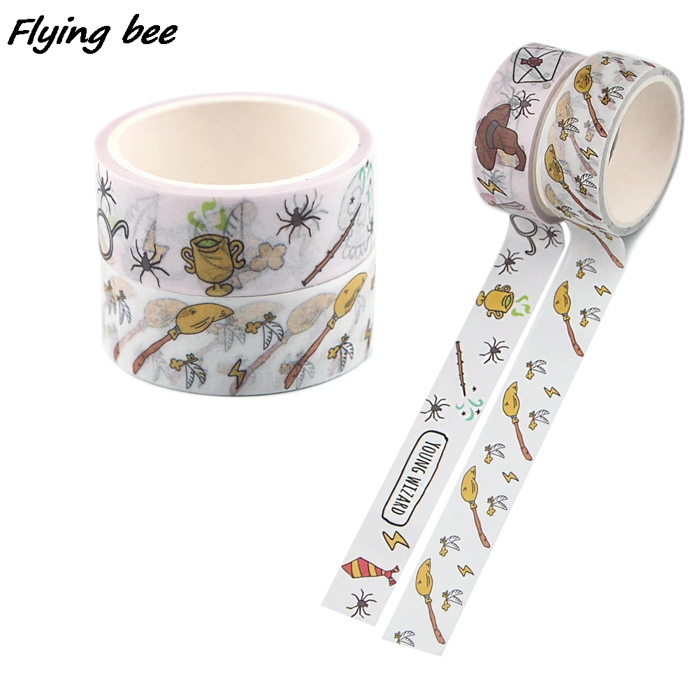Flyingbee-varita mágica de escuela mágica de 15mm x 5m, cinta Washi decorativa para bricolaje, suministros para escuela y oficina, X1101