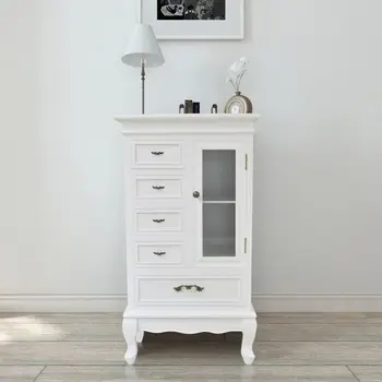 

vidaXL Cabinet with 5 Drawers 2 Shelves White