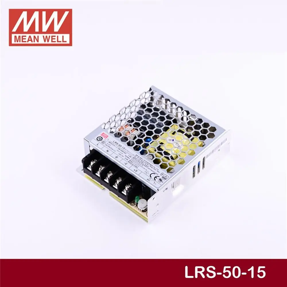 Бренд MEAN WELL представляет LRS-50-15 15V 3.4A meanwell LRS-50 51 Вт один Выход переключение Питание