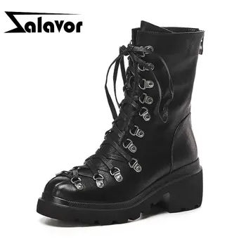

ZALOVER Trend Women Ankle Boots Genuine Leather Solid Color Leisure Shoes Woman Autumn Winter Daily Women Footwear Size 34-39