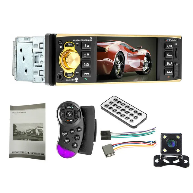 with 4 LED CAM Авто MP5 плеер 1 Din автомобильный Кассетный Авто ленты стерео Bluetooth HD USB/SD/FM 4 дюйма Экран Зеркало Ссылка - Цвет: with 4 LED CAM