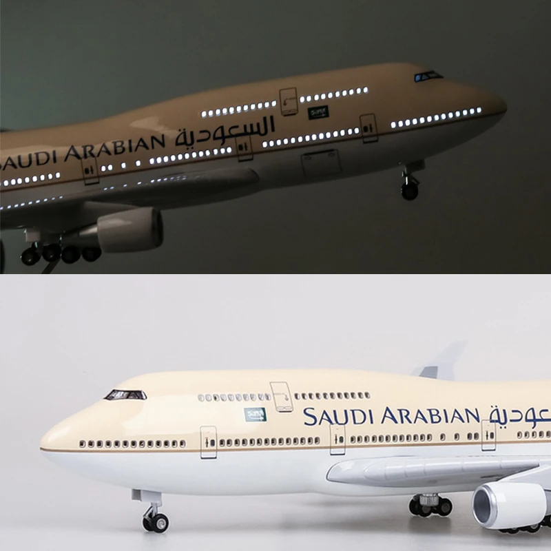 1/150 масштаб 47 см самолет Saudi Arabian Airlines B747-400 модель с легкими колесами литой под