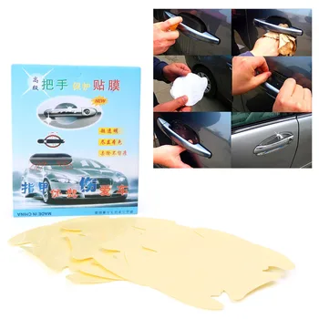 

4pcs Set of Car Door Handle Scratch Protector Films Car Accessories PP Protector Film 9.5cm x 8.5cm/ 3.7" x 3.3" Universal