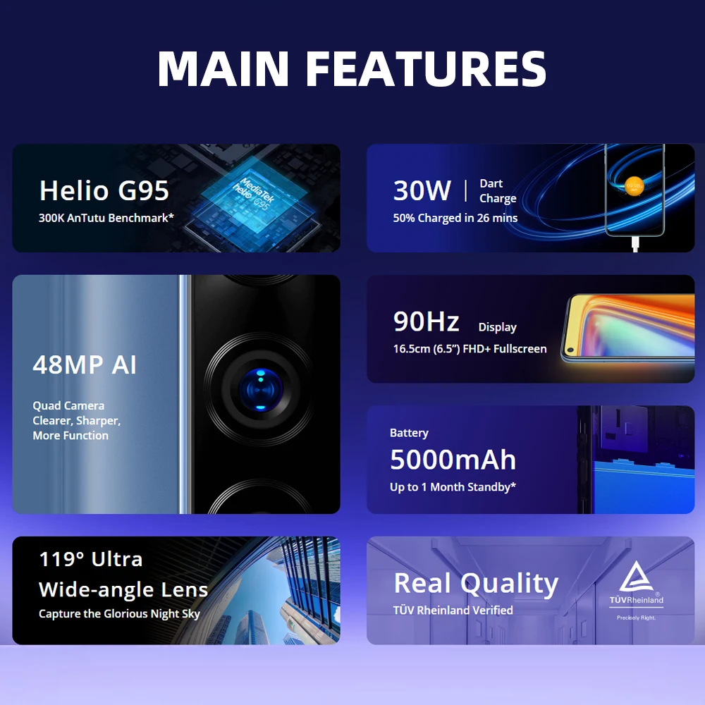 Realme 7 глобальная версия мобильный телефон 30 Вт Быстрая зарядка смартфон 8 ГБ ОЗУ 128