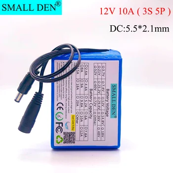

12V 10Ah Large capacity 18650 li-lon battery pack 12.6V 10000mAh with PCB Circuit Protection Board +DC5.5*2.1