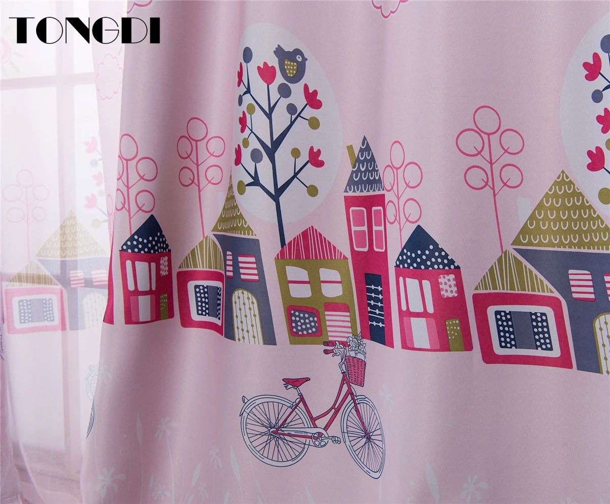 TONGDI Детские затемняющие шторы с мультяшным принтом для дома высококачественное