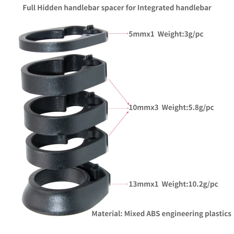 Bicycle 5pcs 5/10/13mm Handlebar Spacer Headset Stem Fork Washer Cap