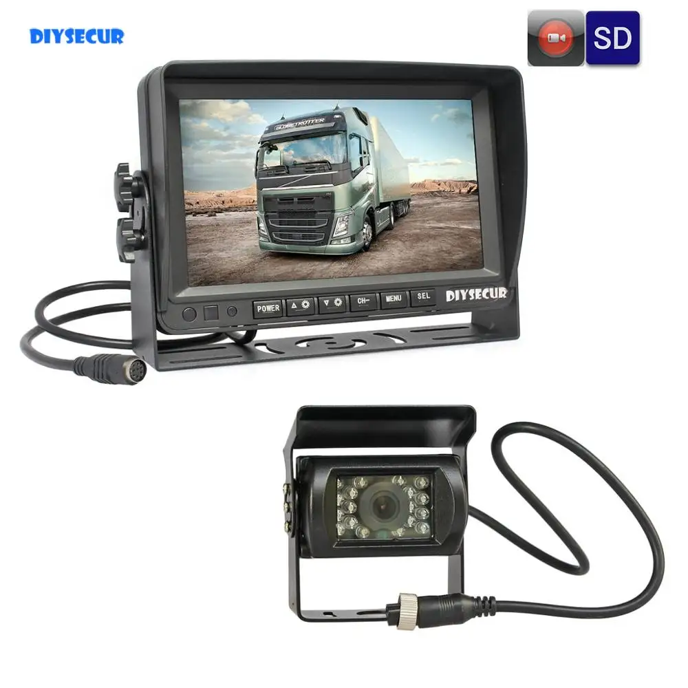 DIYSECUR AHD 7 дюймов TFT lcd автомобильный монитор заднего вида водонепроницаемый IR 1300000 пикселей AHD камера с видеозаписью