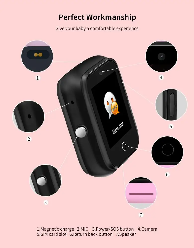 BEESCLOVER Smart Watch GPS Tracker Touch Screen SOS Pedometer Children Smartphone Positioning Bracelet