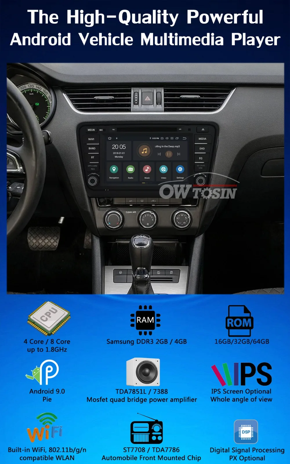 Excellent 7" PX6 4GB+64GB ROM Android 9.0 Car DVD Radio GPS For Skoda OCTAVIA 2014 2015 2016 2017 2018 2019 DSP CarPlay Stereo Multimedia 1 Excellent 7" PX6 4GB+64GB ROM Android 9.0 Car DVD Radio GPS For Skoda OCTAVIA 2014 2015 2016 2017 2018 2019 DSP CarPlay Stereo Multimedia 1