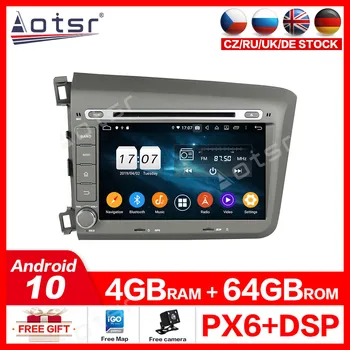 

DSP 4+64GB Android 10 Car DVD Player GPS Map Navigation For Honda Civic 2012 2013 RDS Car Radio Stereo WIFI 4G Bluetooth PX6 IPS