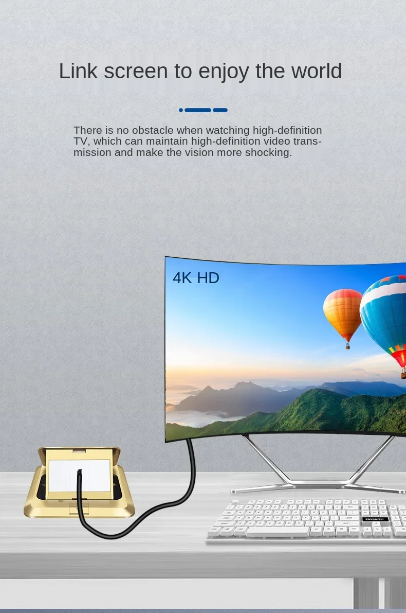 Soquete hdmi pop-up escondido, soquete multimídia, metal