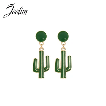 

Joolim 2020 Green Emamel Catus Drop Earring Dangle Earring Trendy Jewelry