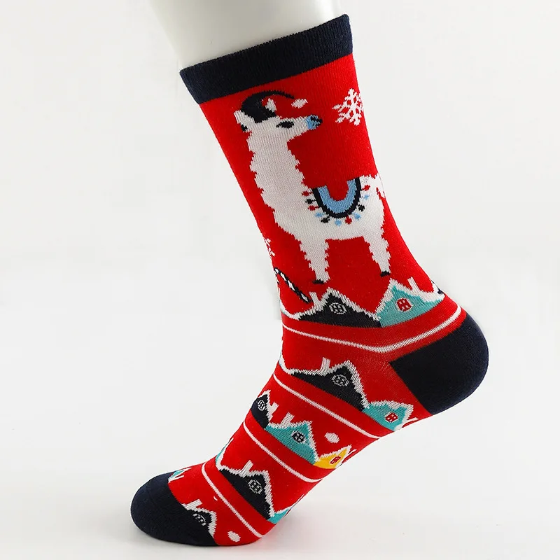 Теплые спортивные и дезодорирующие Хлопковые женские носки с оленем и снеговиком, Новогодние рождественские праздничные красные носки - Цвет: wa3338-2