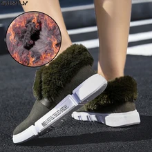 SWYIVY/зимние сапоги; женская зимняя обувь на меху; кроссовки без застежки; коллекция года; зимние плюшевые ботильоны; женская зимняя обувь; Femme