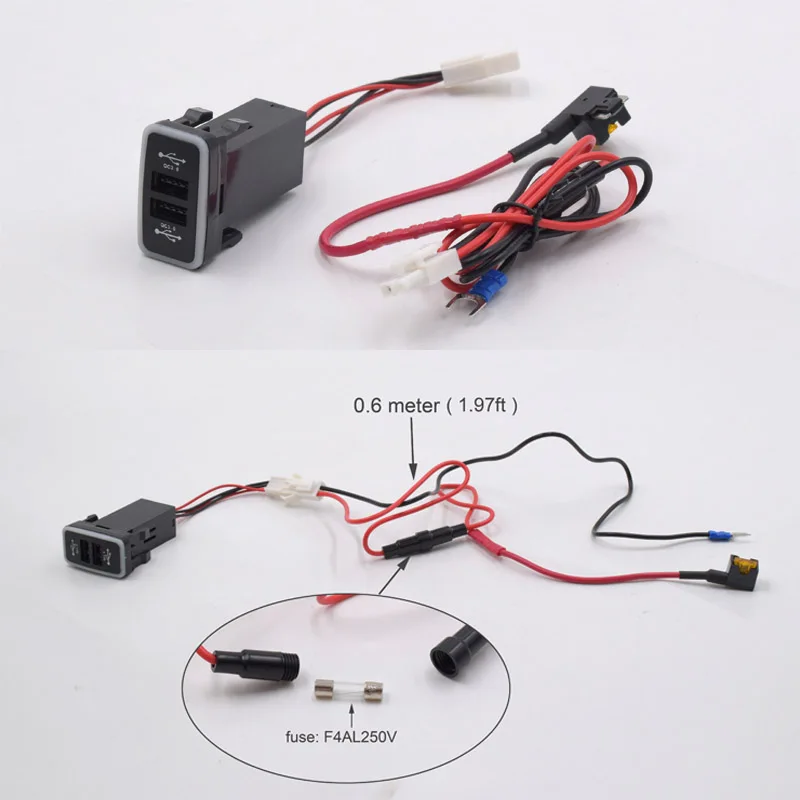 XCGaoon QC3.0 Быстрая зарядка 2 USB Автомобильное зарядное устройство двойной USB телефон PDA адаптер DVR Plug& Play кабель для TOYOTA