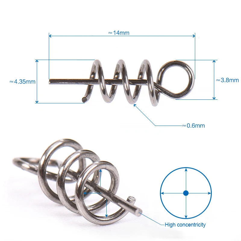 50-100 шт./пакет 14 мм из нержавеющей стали Мягкая приманка штырь черви приманка Рыболовная Снасть пружинный фиксированный замок кривошипный крюк подключение защелки иглы LEO