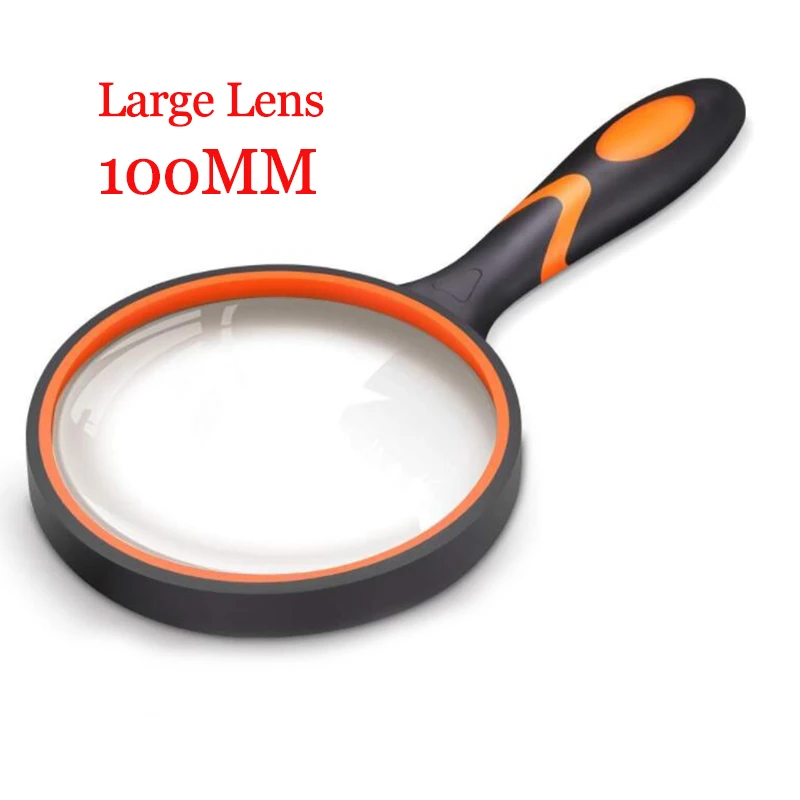 

Large Black Plastic Rubber Anti-drop Handle HD Handheld Magnifying Glass For Older Reading Looking Repair Seniors