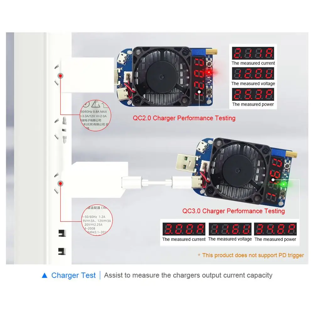Tanie RD HD25 HD35 wyzwalacz QC2.0 QC3.0 elektroniczny rezystor obciążenia USB rozładowanie Test akumulatora regulowany prąd napięcie 35W