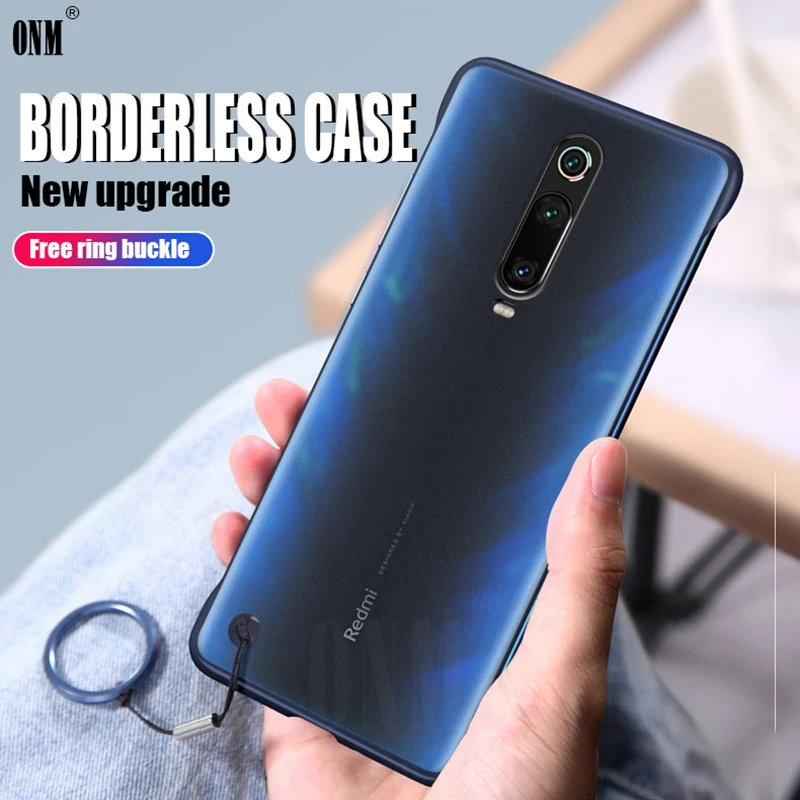 Frameless Case for Xiaomi Redmi K20 Pro Ultra-thin Matte PC Shockproof Back Cover With Tempered glass | Мобильные телефоны и