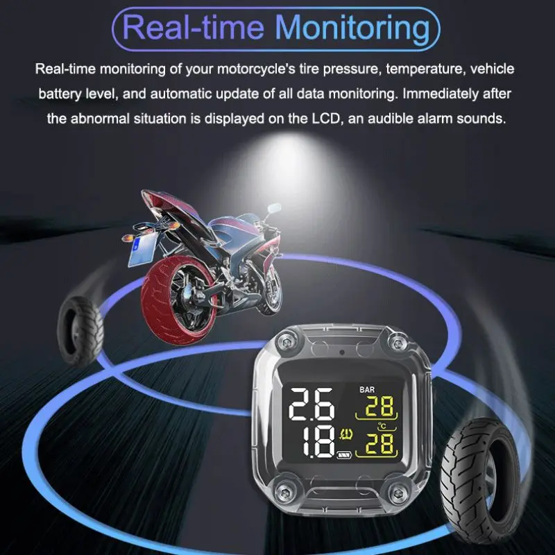 M3 TPMS Водонепроницаемая мотоциклетная система контроля давления в шинах в режиме реального времени беспроводной с ЖК-дисплеем внутренний или внешний TH/WI/WF Sens