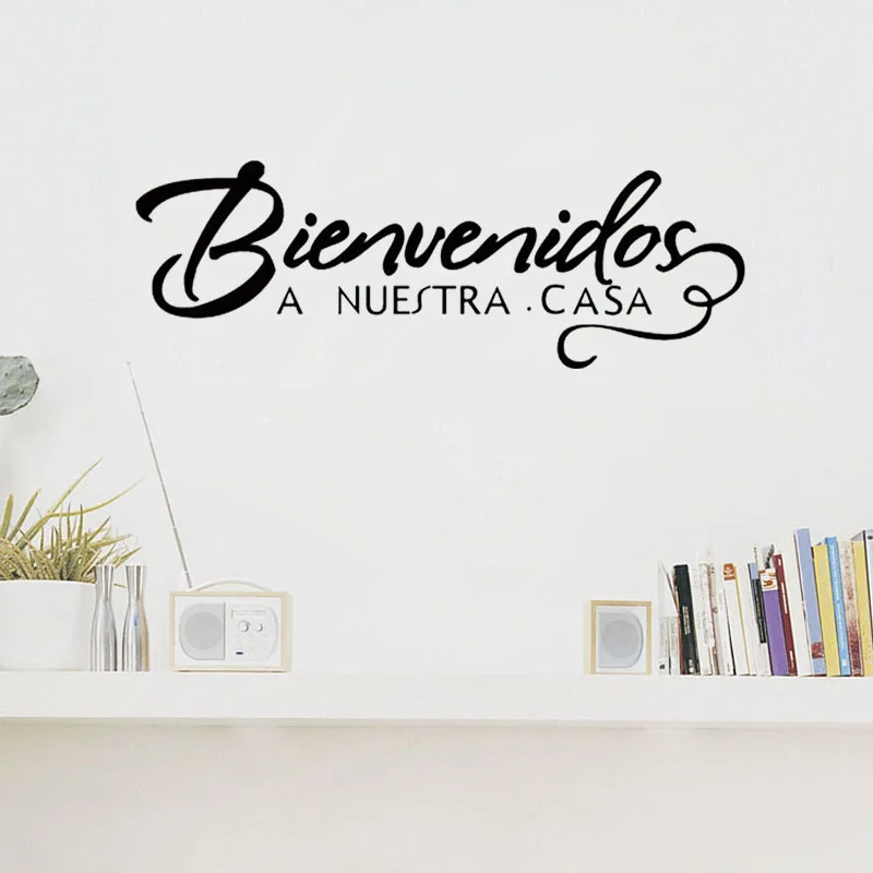 Welcome to Our Home Spanish Quote Wall Sticker Welcome Sign Decoration Vinyl Decals Bienvenidos a nuestra casa Home Decor