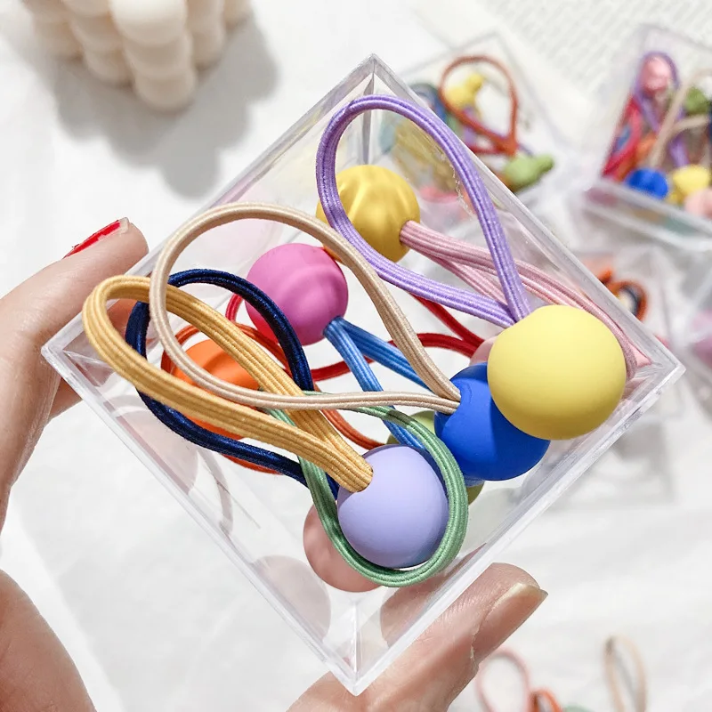 10 pcs Children's Headband Headwear Heart Hair Korean Version Cartoon Girl Rubber Band Sweet Cute Hair Tie Hair Accessories