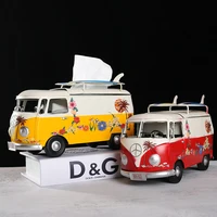 Wrought Iron Retro Tissue Box, Creative Bus, Car, Beetle Model, Desktop Paper Holder, Napkin Drawer Design, Office, Home Decor 2