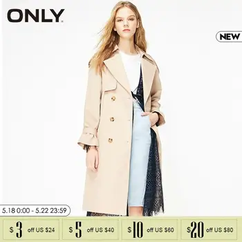 

ONLY Women's Winter Slim Fit Lace Cinched Waist Trench Coat|119136523
