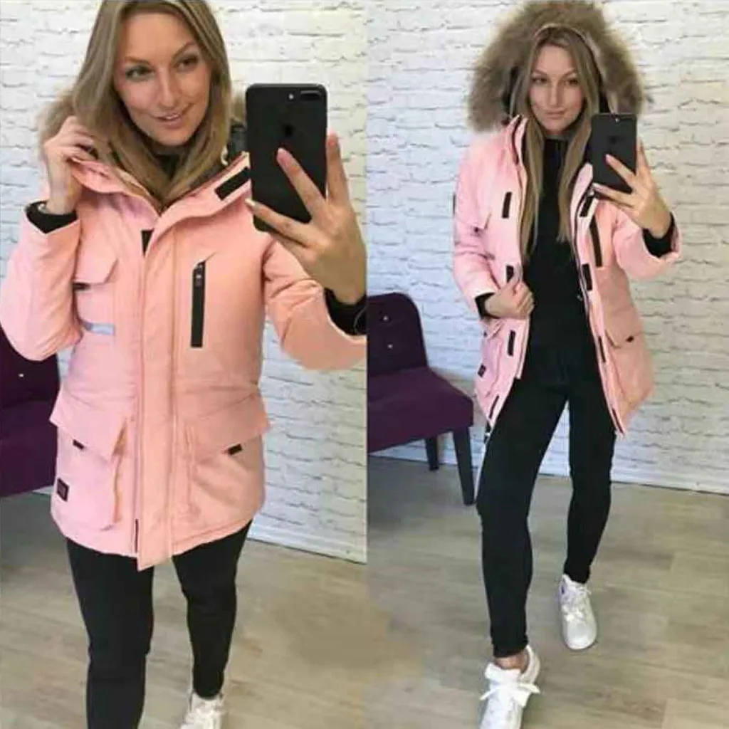 Womail пальто и куртки для женщин, Осеннее меховое теплое пальто с капюшоном и карманами, толстое пальто на молнии с капюшоном, женская модная Свободная верхняя одежда с длинным рукавом