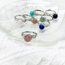 Fashion-Rings Amethysts Agates Healing Wedding-Rotatable Pink Quartz Momiji Womenparty