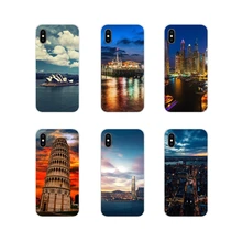 For Apple iPhone X XR XS 11Pro MAX 4S 5S 5C SE 6S 7 8 Plus ipod touch 5 6 Urban Street View Cityscape Sunset Silicone Skin Cover(China)
