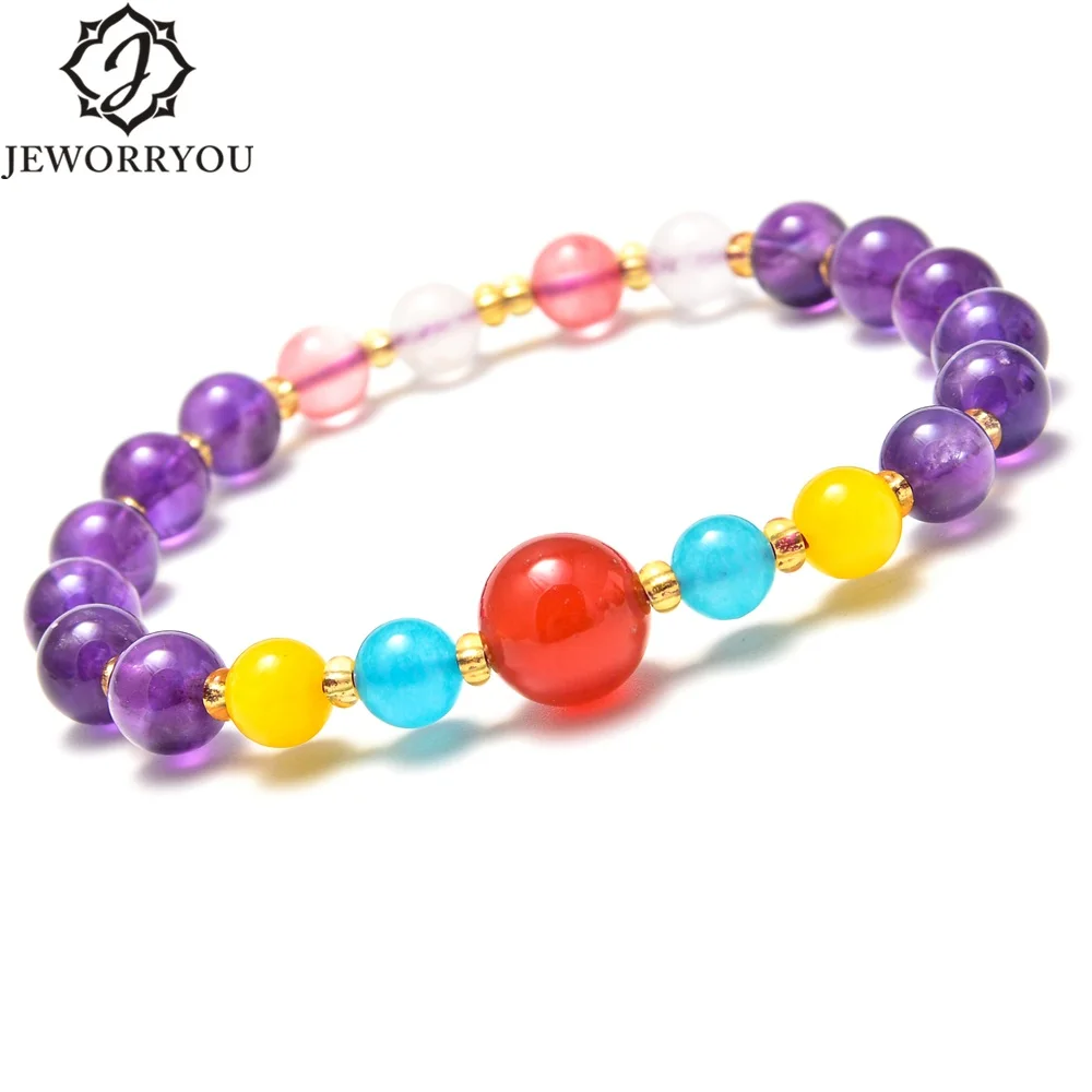 

2020 Planets Bead Bracelet Men Natural Stone Universe Yoga Chakra Amethyst Bracelet for Women Men Jewelry Gifts Drop Shipping
