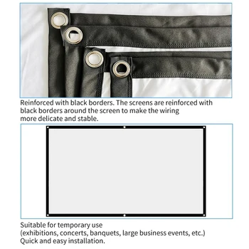 

Portable Foldable Projector Screen 16:9 HD Outdoor Indoor Home Cinema Theater 3D Movie DU55