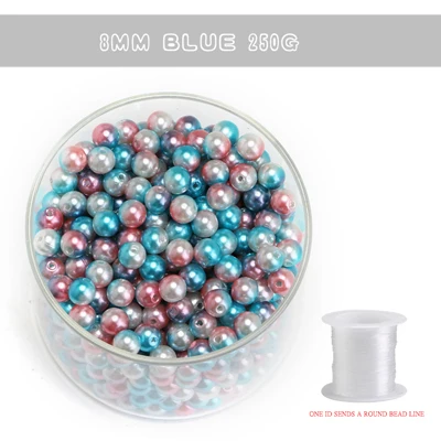 Multicolor straight hole beads DIY jewelry perforation loose beads gradient beads Environmentally imitation pearl 250g - Цвет: 8mm blue 250g