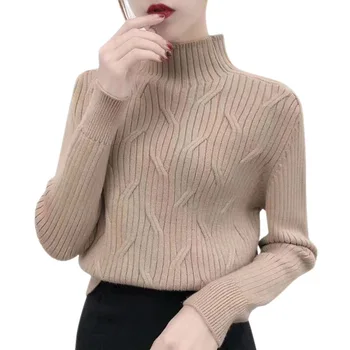 

Autumn Winter Sweater Long Sleeves Knitted Pullover Women Turtleneck Sweater