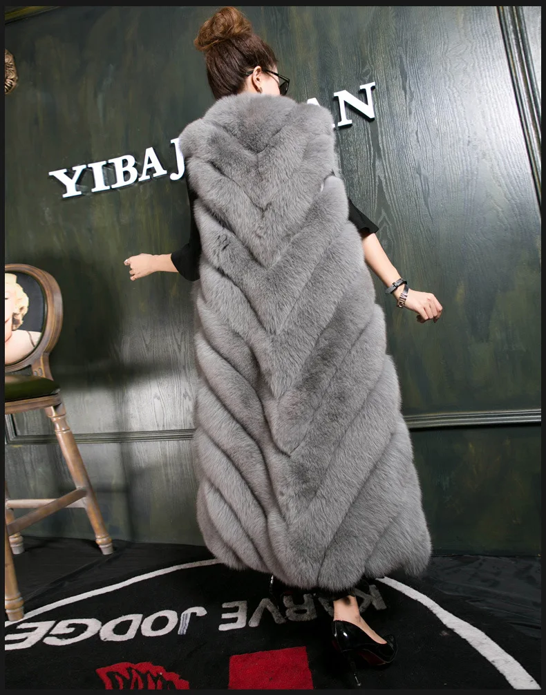 Clobee, женские меховые пальто, большие размеры, S-3XL, элегантные женские зимние Лоскутные Длинные пальто без рукавов из искусственного лисьего меха FD95