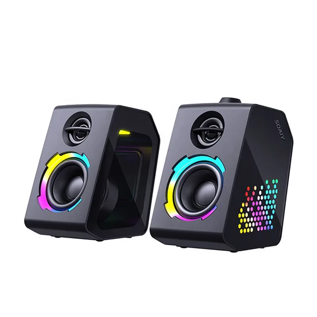 Computerlautsprecher für PC-Desktop-Computer-Laptop mit Subwoofer, LED-bunte Beleuchtung, Heimkinosystem, USB-Kabel-SoundBox_voghion.com
