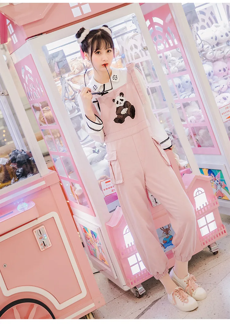 Летний японский женский милый комбинезон Kawaii Panda с животным принтом для девочек