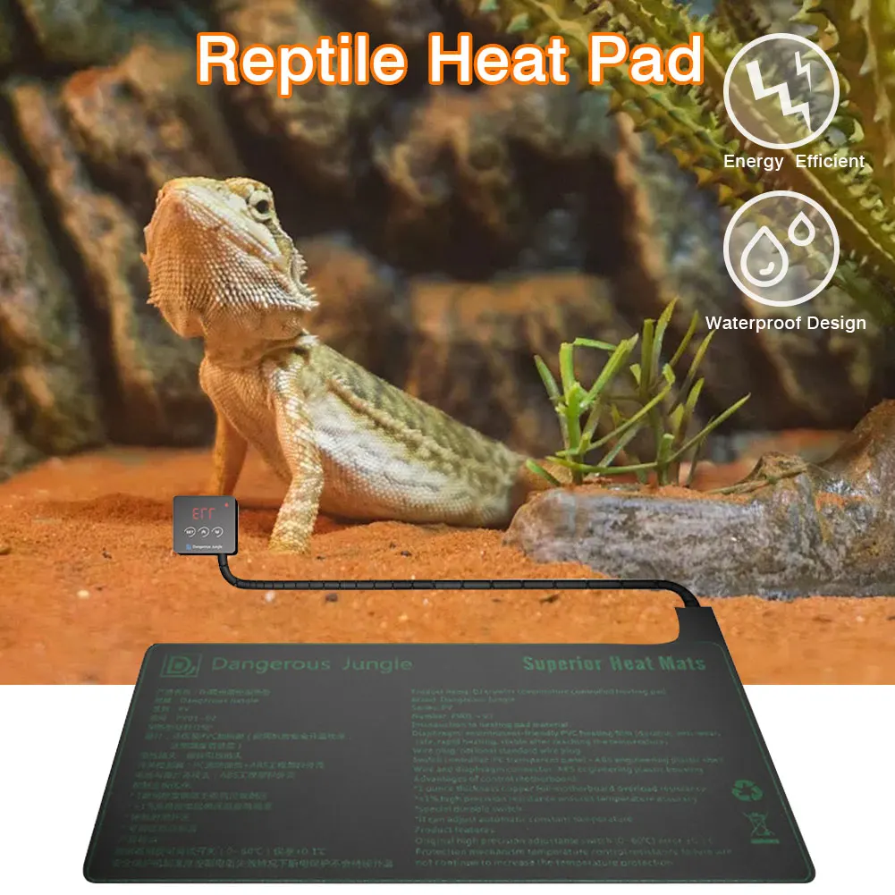 Almohadillas calentadoras para Reptiles, esterilla de calor de temperatura ajustable para mascotas, 45w/25w, calentador de terrario, esterilla de calor impermeable para plántulas