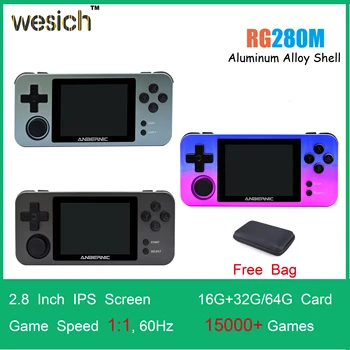 

WESICH RG280M retro game console 2.8 inch IPS screen metal shell Linux system PS1 arcade 3D game RG280M handheld game console