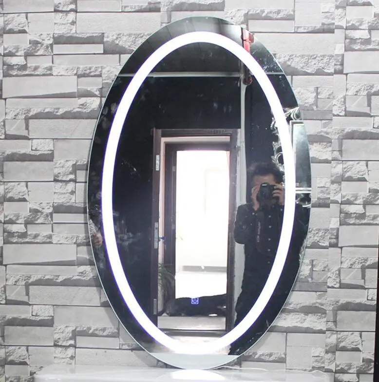 Гулинг Парикмахерская с полным зеркало в полный рост зеркало для волос настенный светодиодный прямоугольное зеркало - Цвет: 110x70cm