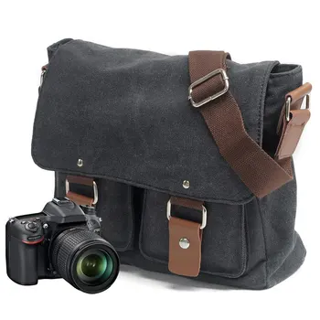 

Vintage Men Camera Bag Leisure Travel Leather Trim Waterproof Photography Photo Pouch Shoulder Messenger Bag For Women Boy