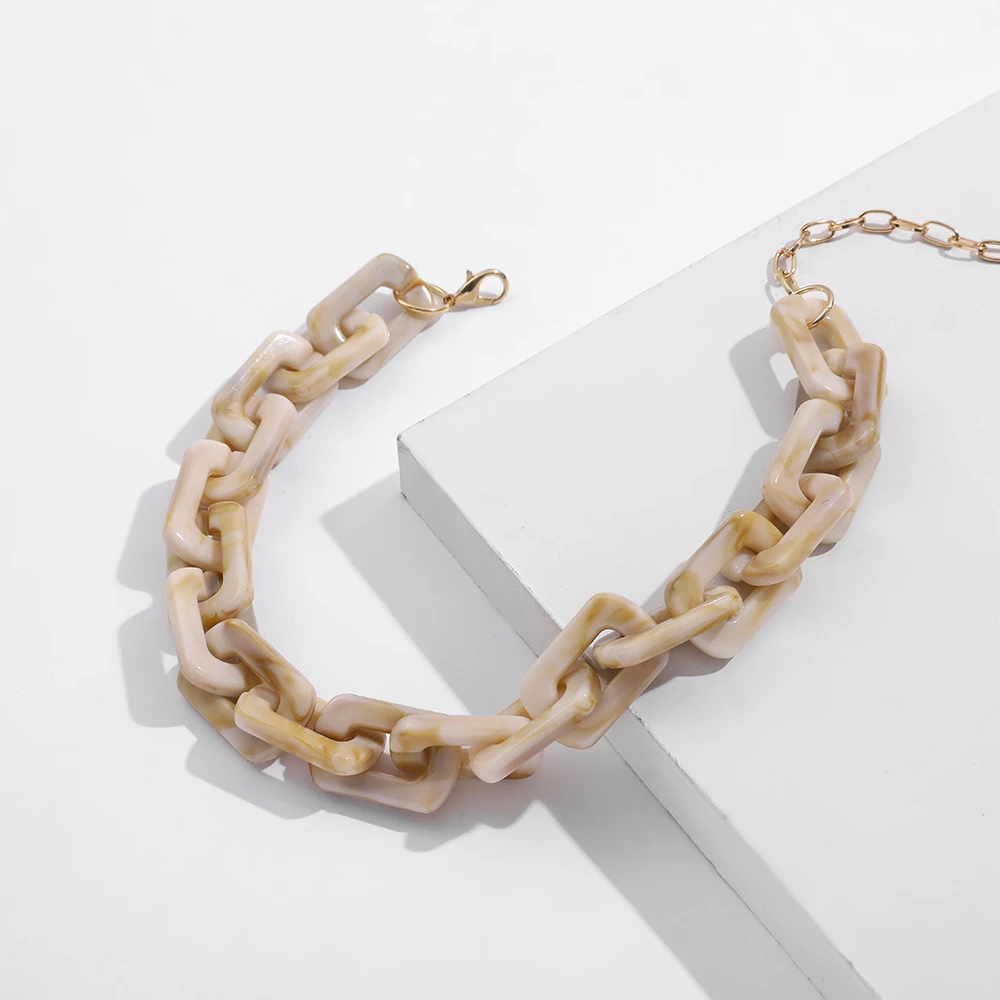 Punk Hip Hop Big Chunky Chain Necklace for Women Fashion Statement Acrylic Resin Choker Collar Femme Necklace Jewelry Bijoux