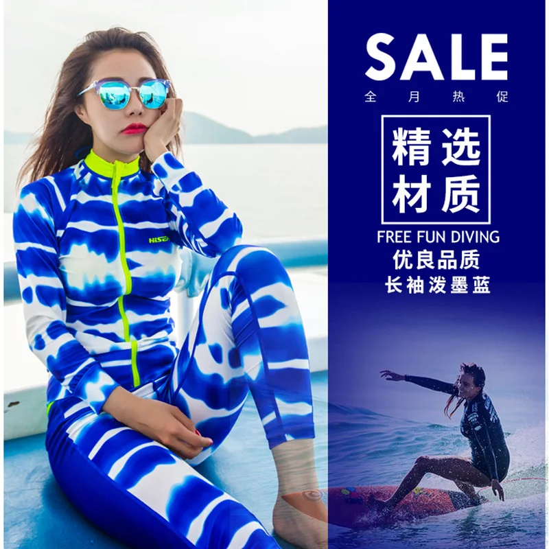 

HISEA UPF 50+ Lycra Women Snorkeling Wetsuit Swimsuit Surf Two-pieces Diving Swimming Swimwear Full Body Water Sports Rash Guard